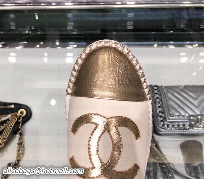 Stylish Chanel CC Logo Espadrilles Sandals G02833 Creamy/Gold 2019