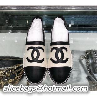 Discount Chanel CC Logo Espadrilles Sandals G02833 Creamy/Black 2019