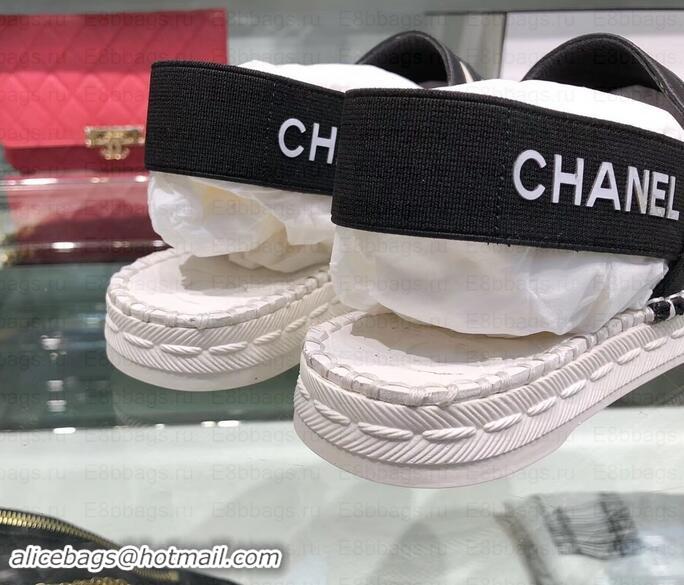 Discount Chanel CC Logo Espadrilles Sandals G02833 Creamy/Black 2019