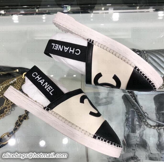 Discount Chanel CC Logo Espadrilles Sandals G02833 Creamy/Black 2019