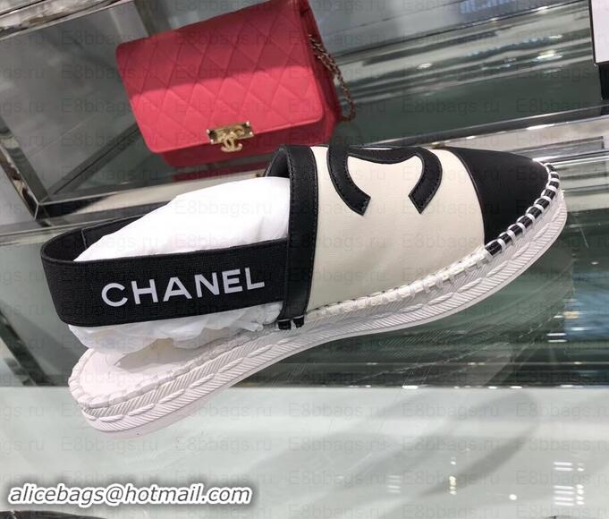 Discount Chanel CC Logo Espadrilles Sandals G02833 Creamy/Black 2019