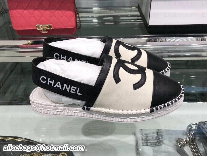 Discount Chanel CC Logo Espadrilles Sandals G02833 Creamy/Black 2019