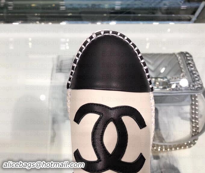 Discount Chanel CC Logo Espadrilles Sandals G02833 Creamy/Black 2019