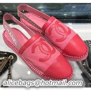 Luxury Chanel CC Logo Espadrilles Sandals G02833 Dark Pink 2019