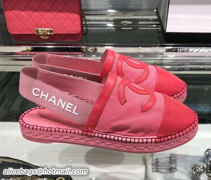 Luxury Chanel CC Logo Espadrilles Sandals G02833 Dark Pink 2019