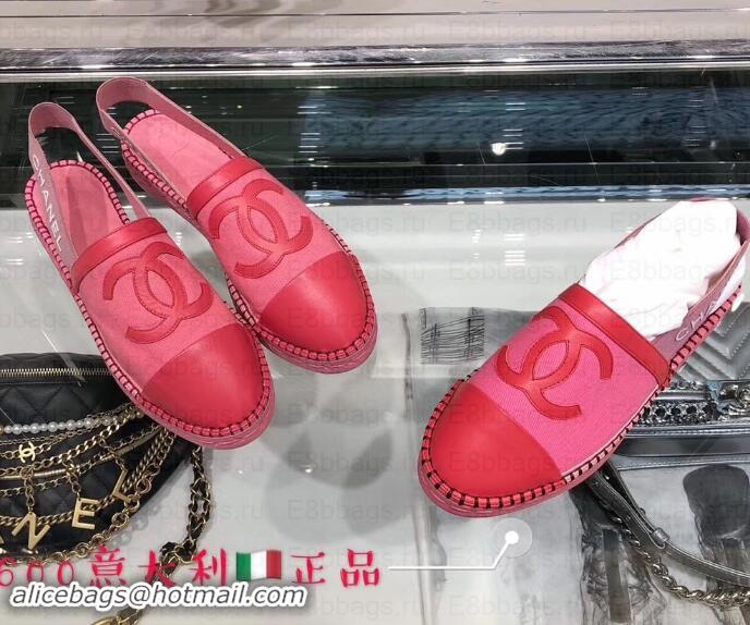 Luxury Chanel CC Logo Espadrilles Sandals G02833 Dark Pink 2019