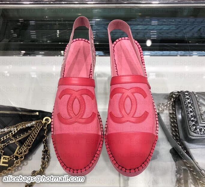 Luxury Chanel CC Logo Espadrilles Sandals G02833 Dark Pink 2019