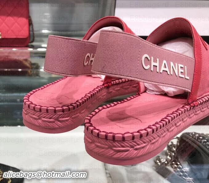 Luxury Chanel CC Logo Espadrilles Sandals G02833 Dark Pink 2019