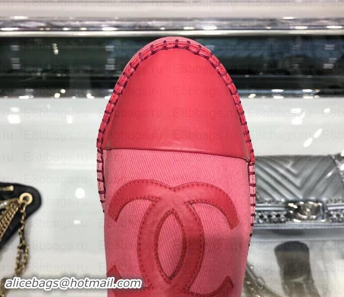 Luxury Chanel CC Logo Espadrilles Sandals G02833 Dark Pink 2019