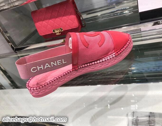 Luxury Chanel CC Logo Espadrilles Sandals G02833 Dark Pink 2019