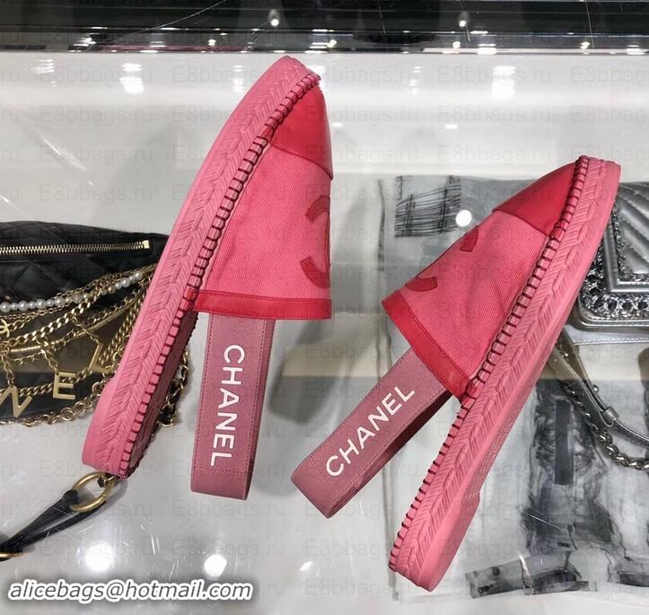 Luxury Chanel CC Logo Espadrilles Sandals G02833 Dark Pink 2019