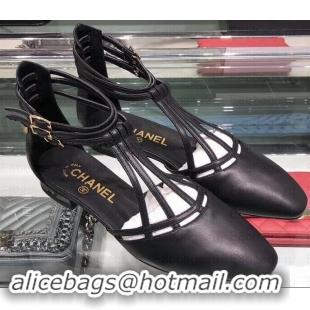 Best Product Chanel Heel 2cm Laminated Lambskin Sandals G35047 Black 2019