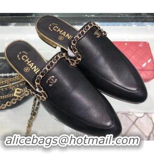 Purchase Chanel Chain Around Mules Slippers Sandals G34926 Black 2019