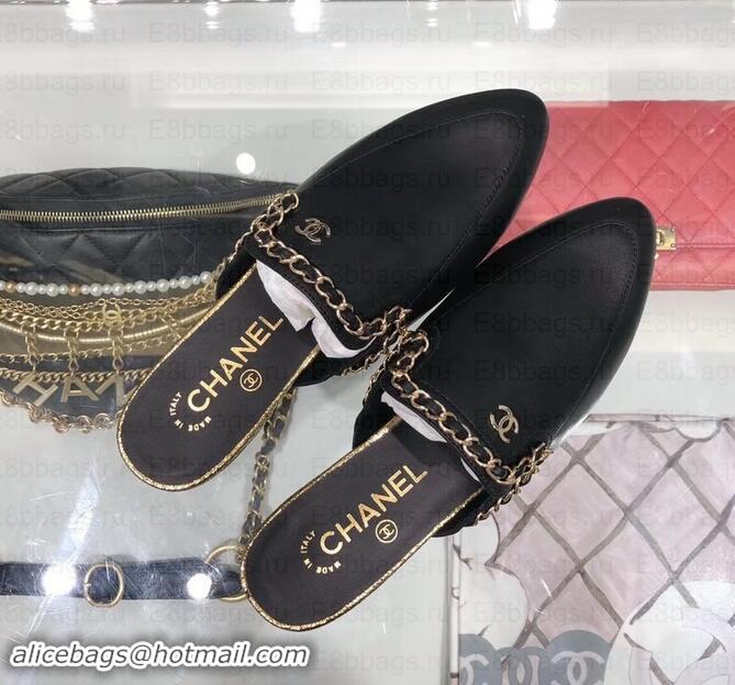 Purchase Chanel Chain Around Mules Slippers Sandals G34926 Black 2019