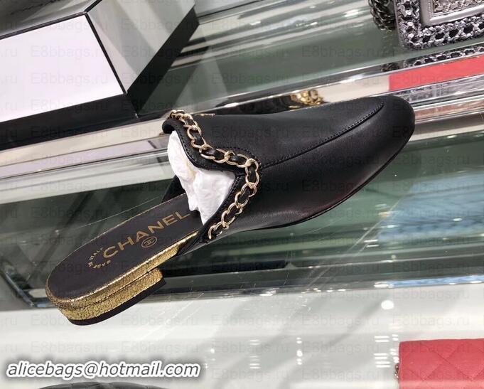 Purchase Chanel Chain Around Mules Slippers Sandals G34926 Black 2019