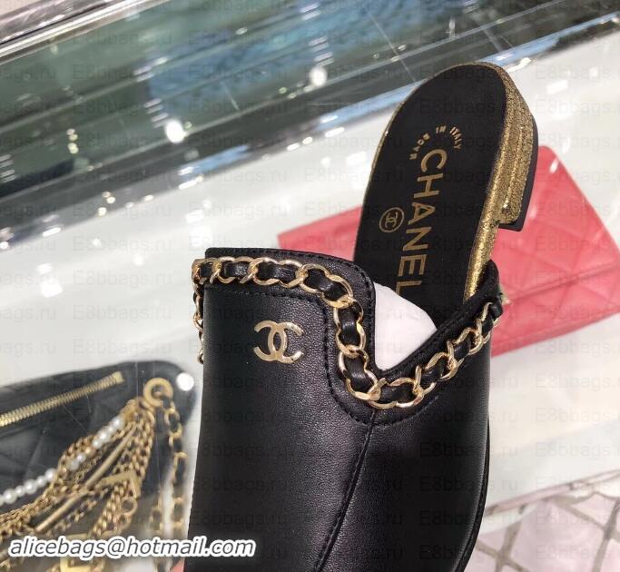 Purchase Chanel Chain Around Mules Slippers Sandals G34926 Black 2019