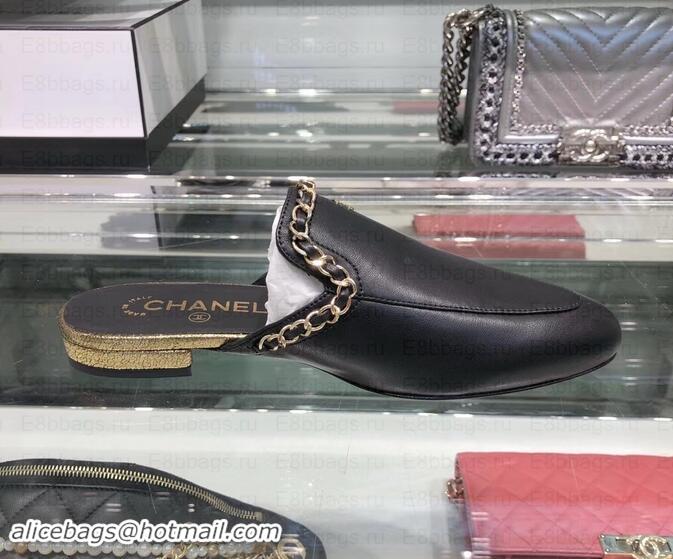 Purchase Chanel Chain Around Mules Slippers Sandals G34926 Black 2019