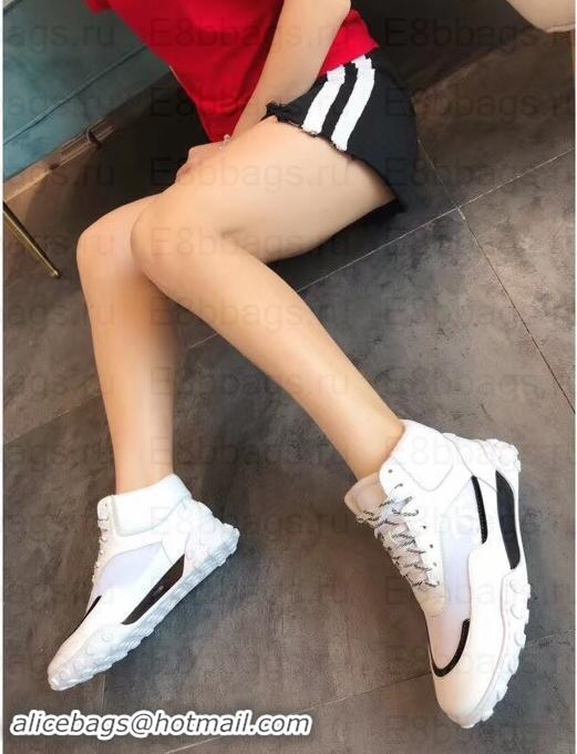 Top Design Chanel Logo Mesh and Fabric High-top Sneakers G34088 White 2019