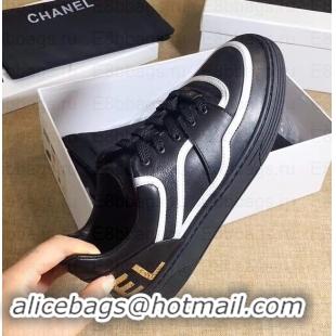 Unique Style Chanel Logo Sneakers G35063 Black 2019