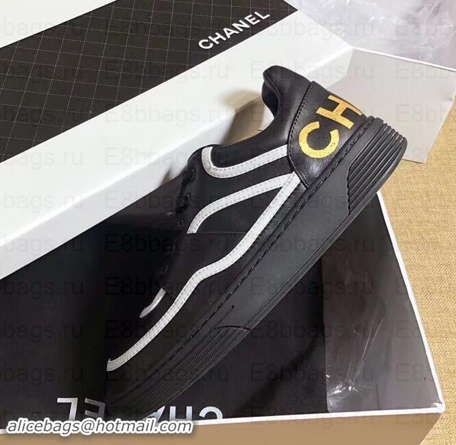 Unique Style Chanel Logo Sneakers G35063 Black 2019