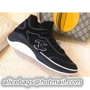 Imitation Chanel Fabric Suede Calfskin and TPU Sneakers G35202 Black 2019