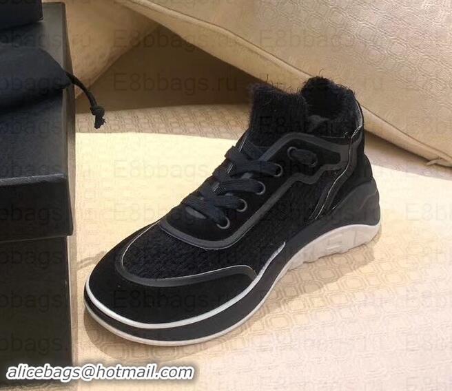 Imitation Chanel Fabric Suede Calfskin and TPU Sneakers G35202 Black 2019