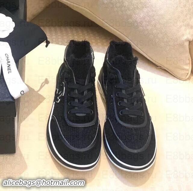 Imitation Chanel Fabric Suede Calfskin and TPU Sneakers G35202 Black 2019