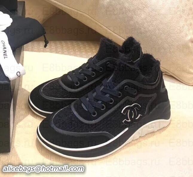 Imitation Chanel Fabric Suede Calfskin and TPU Sneakers G35202 Black 2019