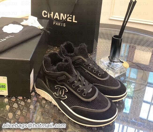 Imitation Chanel Fabric Suede Calfskin and TPU Sneakers G35202 Black 2019