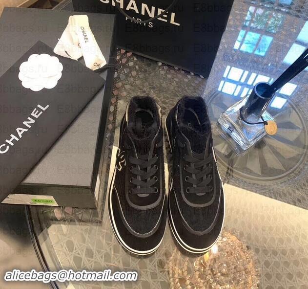 Imitation Chanel Fabric Suede Calfskin and TPU Sneakers G35202 Black 2019