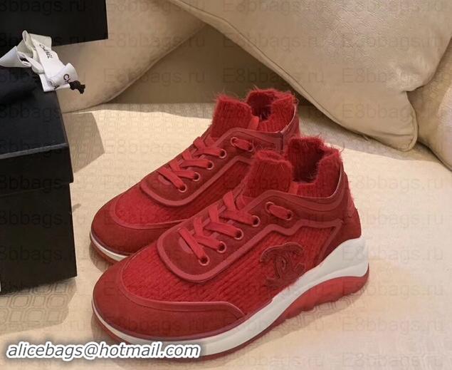 Top Design Chanel Fabric Suede Calfskin and TPU Sneakers G35202 Red 2019