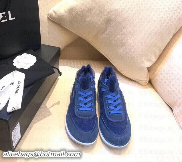 Low Price Chanel Fabric Suede Calfskin and TPU Sneakers G35202 Blue 2019