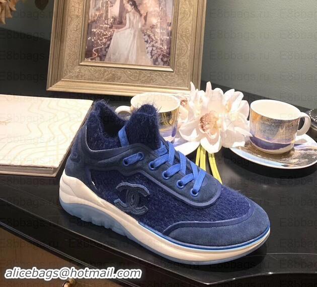 Low Price Chanel Fabric Suede Calfskin and TPU Sneakers G35202 Blue 2019