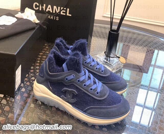 Low Price Chanel Fabric Suede Calfskin and TPU Sneakers G35202 Blue 2019