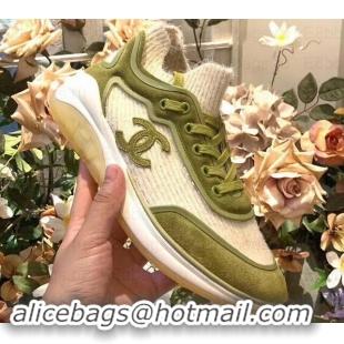 Luxury Chanel Fabric Suede Calfskin and TPU Sneakers G35202 Green 2019