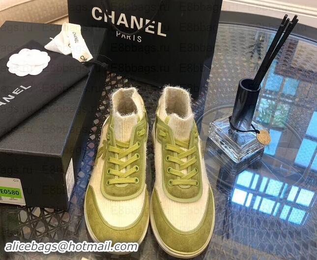 Luxury Chanel Fabric Suede Calfskin and TPU Sneakers G35202 Green 2019