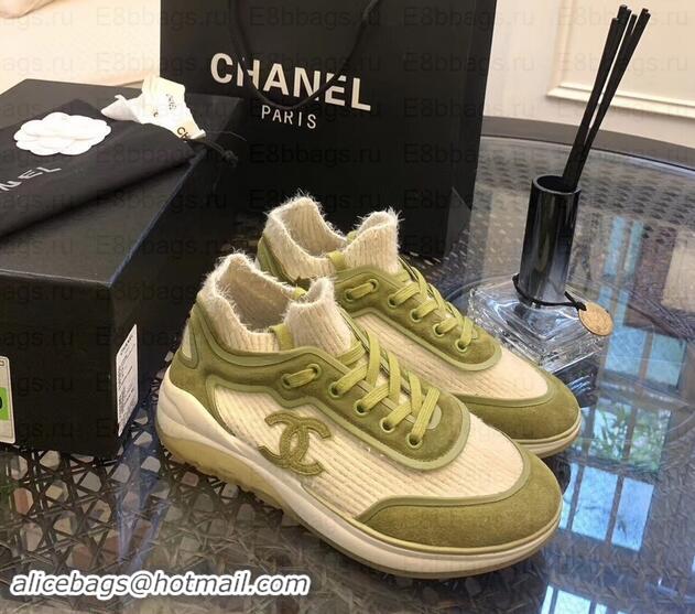 Luxury Chanel Fabric Suede Calfskin and TPU Sneakers G35202 Green 2019