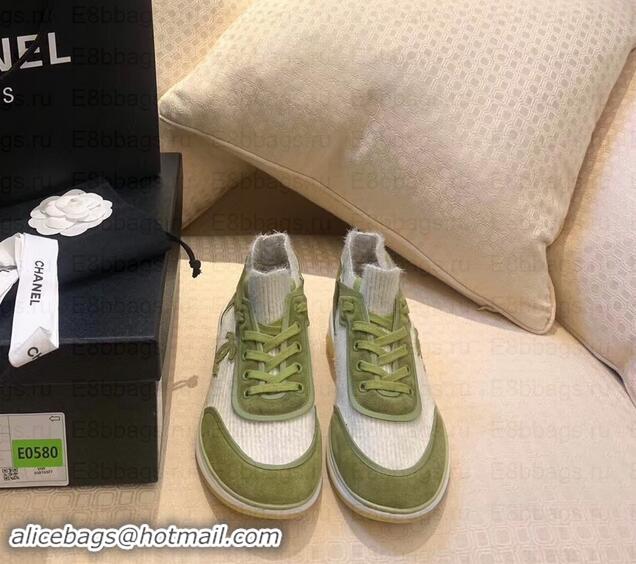 Luxury Chanel Fabric Suede Calfskin and TPU Sneakers G35202 Green 2019