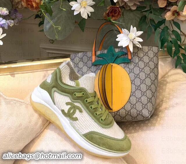 Luxury Chanel Fabric Suede Calfskin and TPU Sneakers G35202 Green 2019