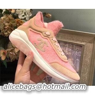 Luxury Chanel Fabric Suede Calfskin and TPU Sneakers G35202 Pink 2019