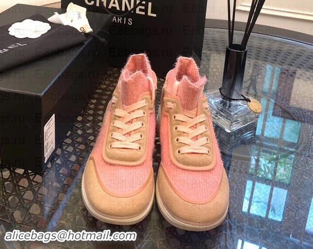 Luxury Chanel Fabric Suede Calfskin and TPU Sneakers G35202 Pink 2019