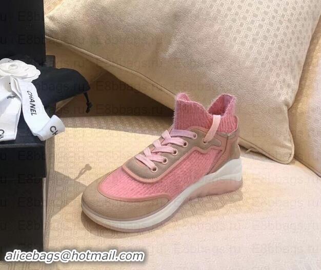 Luxury Chanel Fabric Suede Calfskin and TPU Sneakers G35202 Pink 2019