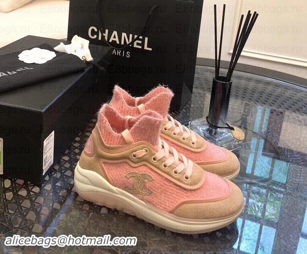 Luxury Chanel Fabric Suede Calfskin and TPU Sneakers G35202 Pink 2019