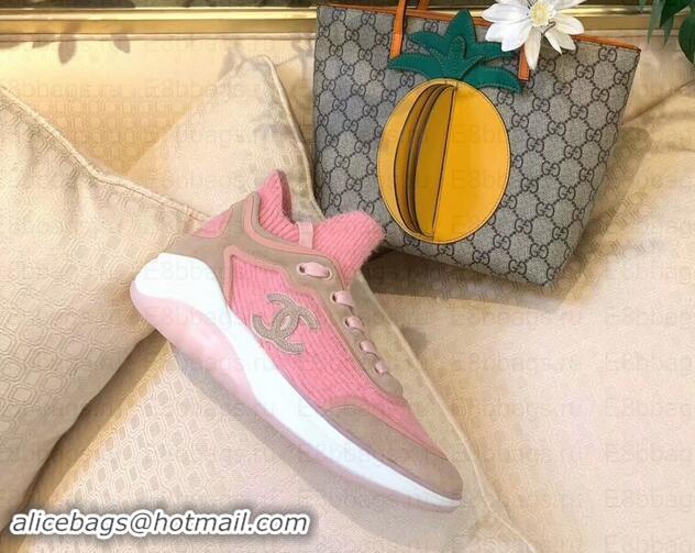 Luxury Chanel Fabric Suede Calfskin and TPU Sneakers G35202 Pink 2019