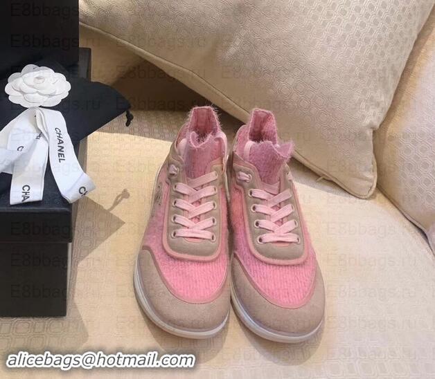 Luxury Chanel Fabric Suede Calfskin and TPU Sneakers G35202 Pink 2019