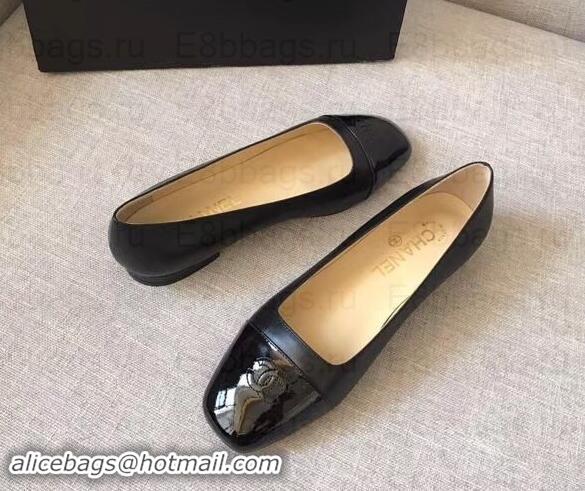 Stylish Chanel CC Logo Ballerinas Black/Patent G35237 2019