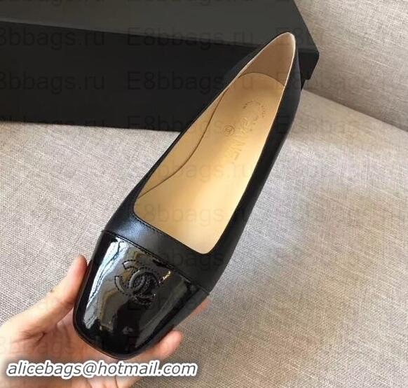 Stylish Chanel CC Logo Ballerinas Black/Patent G35237 2019