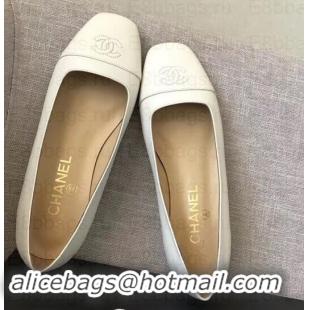 Purchase Chanel CC Logo Ballerinas G35237 White 2019