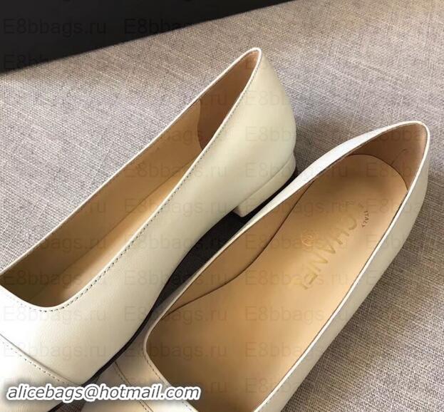 Purchase Chanel CC Logo Ballerinas G35237 White 2019