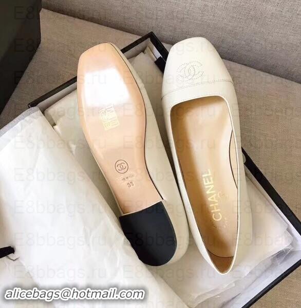 Purchase Chanel CC Logo Ballerinas G35237 White 2019